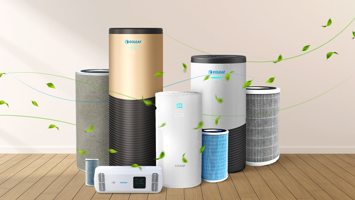 Eoleaf's range of products including air purifiers and filters