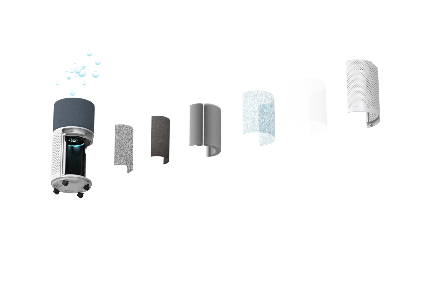 Exploded view of the Eoleaf multi-layer filter