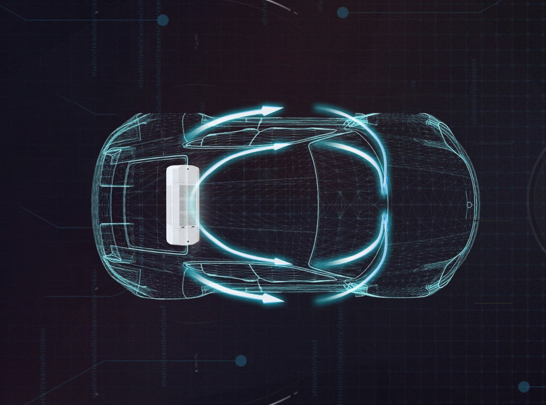 A blueprint of Eoleaf's Pure CAR air purifier