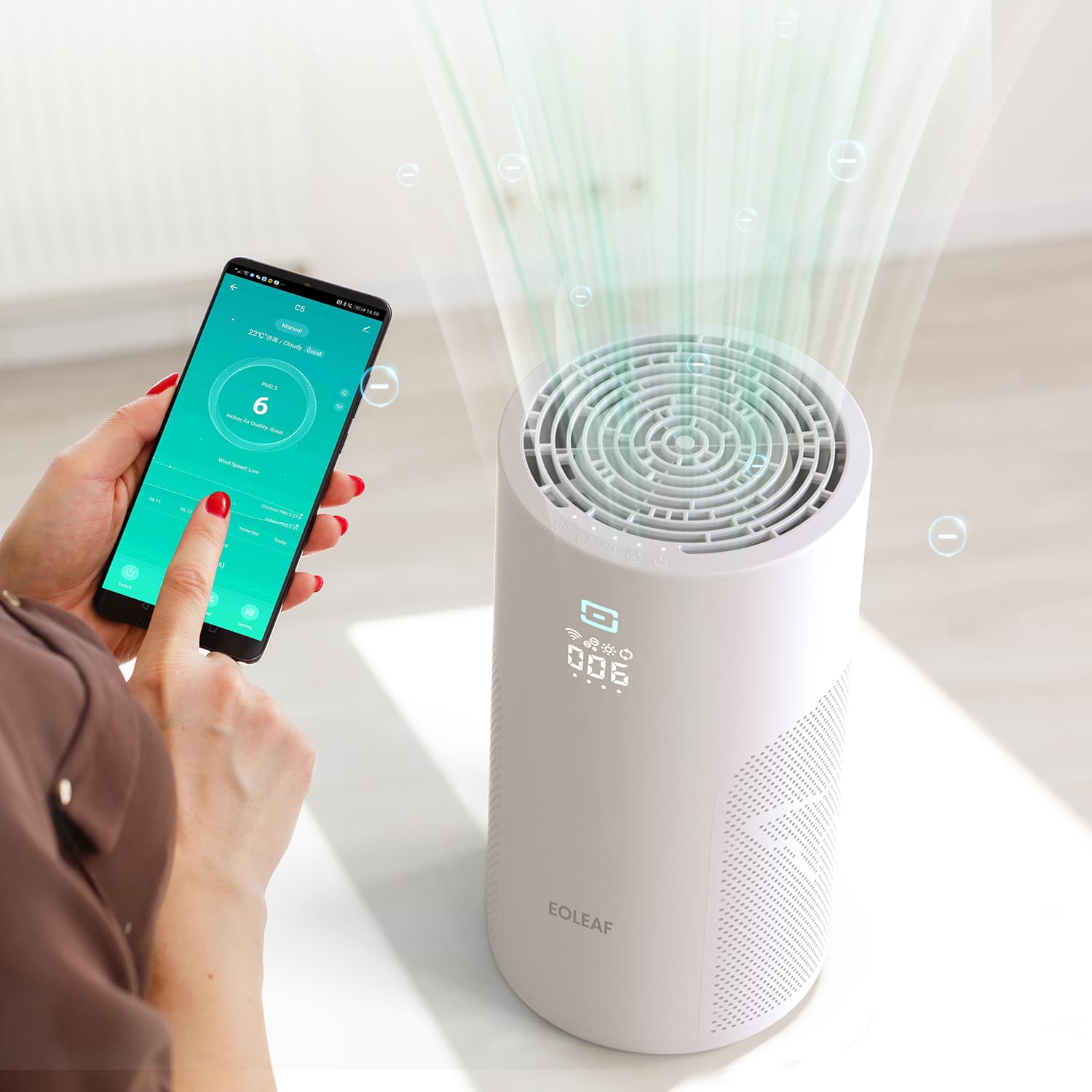 Eoleaf's AEROPRO 40 air purifier offers real-time air quality data 