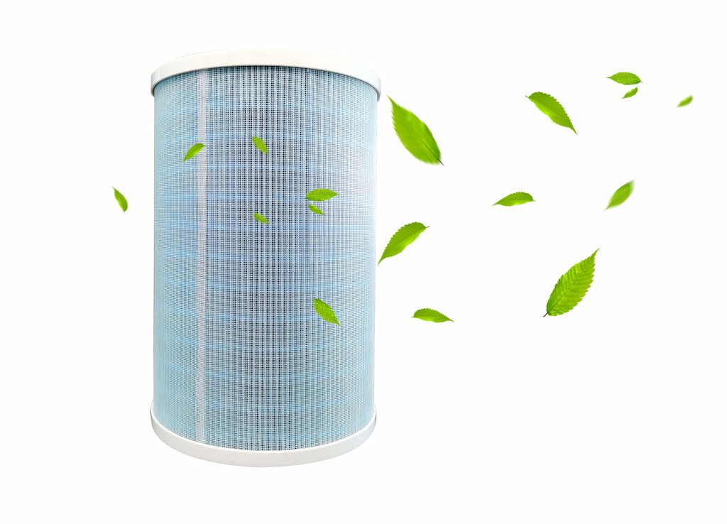 Eoleaf's AEROPRO 40 air purifier's replacement filter with leaves around it