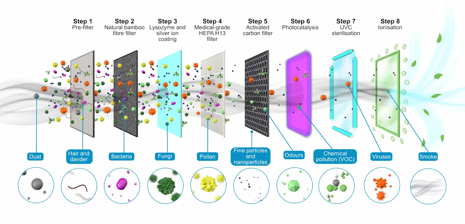 Eoleaf's 8-step air purification method