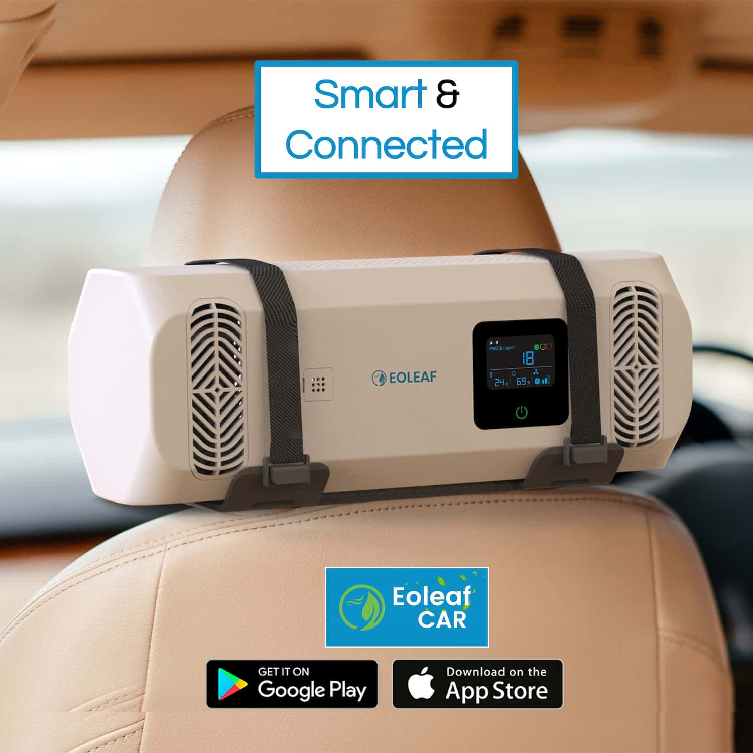 Smart car air purifier - Bluetooth capable - Connects to smartphone app 