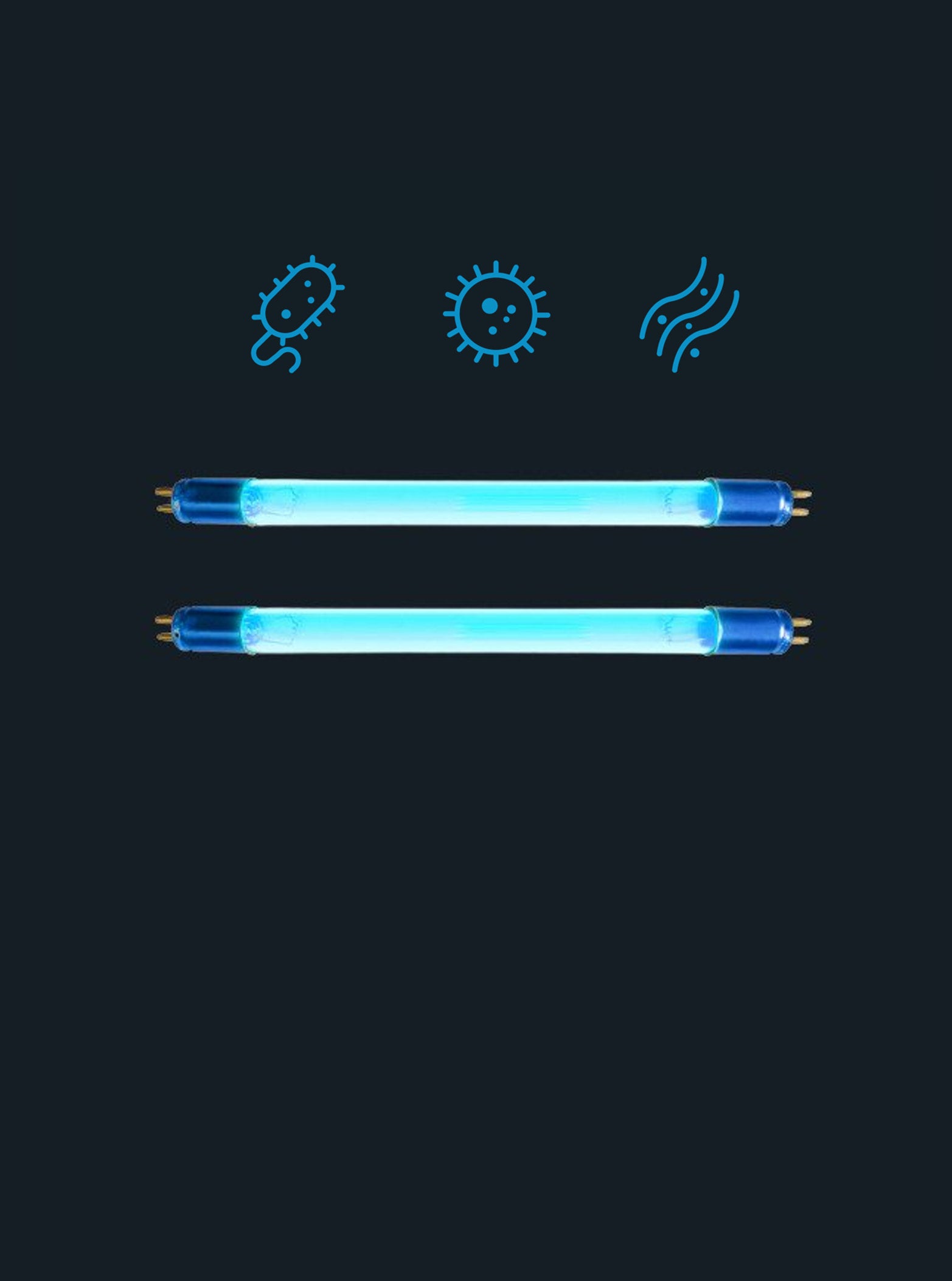 Two UV bulbs with germ symbols